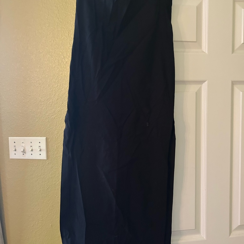LUX Black long skirt, side slits, size 7.